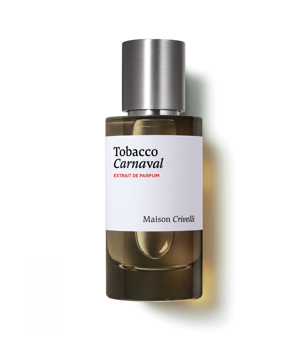 Flacon officiel de Tobacco Carnaval, extrait de parfum Maison Crivelli